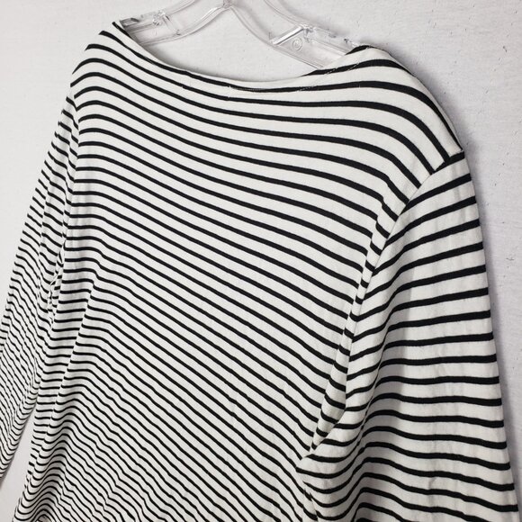 Cut Loose Tunic Top Striped Combed Cotton Rayon Relaxed size L Nautical Classic - Picture 9 of 9
